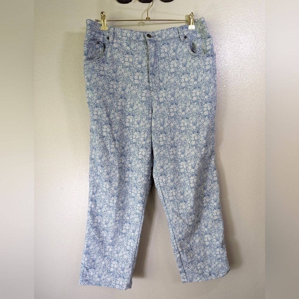 American Sweetheart women's floral jeans with back elastic waistband size 14P